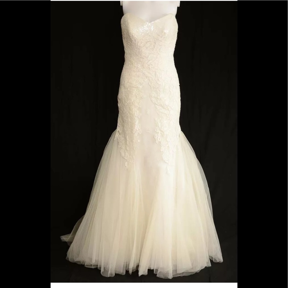 Anna Maier lace bead tulle wedding gown
